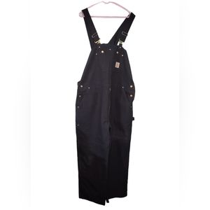 Carhartt Water Repellent Duck Bib Overalls Unlined Men's 46x 30, Black